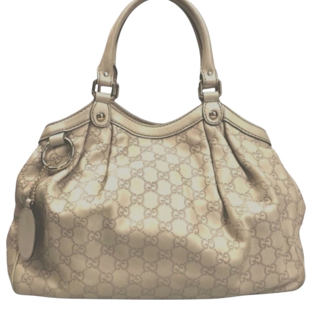 Gucci Authentic Sukey GG Guccissima Leather Hobo Creamy Beige Bag